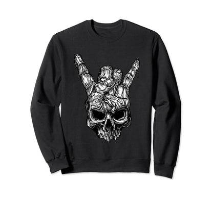 Skull Hand Heavy Rock Music Skull Devil Sweatshirt - Unique Graphic Unisex - T-Shirt, Sweatshirt, Hoodie