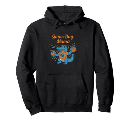 Game Day Mom Football Playful Alligator Hoodie - Trendy Graphic Men Women - T-Shirt, Sweatshirt, Hoodie