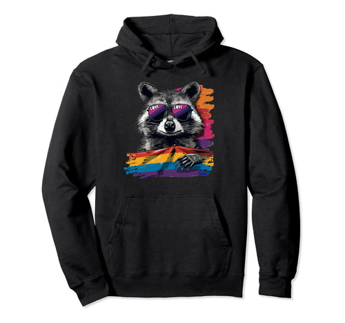 Funny Raccoon Love Sunglasses Summer Hoodie - Novelty Apparel for Adults - T-Shirt, Sweatshirt, Hoodie
