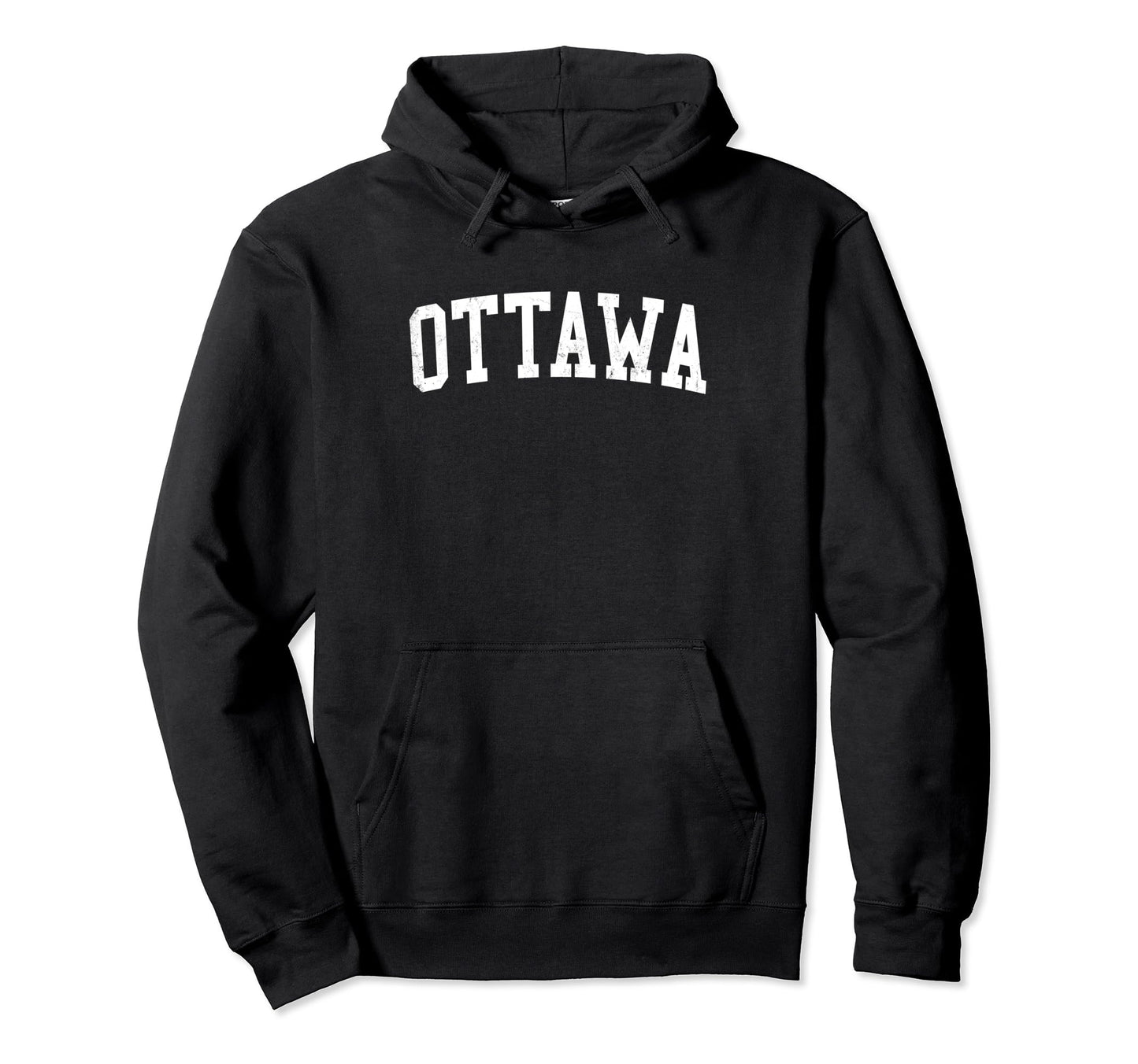 Ottawa Canada Distressed White Varsity Hoodie - Trendy Graphic Unisex - T-Shirt, Sweatshirt, Hoodie
