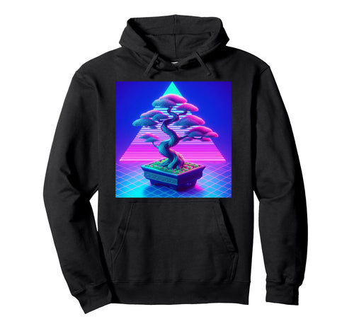 Bonsai Tree Vaporwave Retrowave Hoodie - Graphic Print for Adults - T-Shirt, Sweatshirt, Hoodie