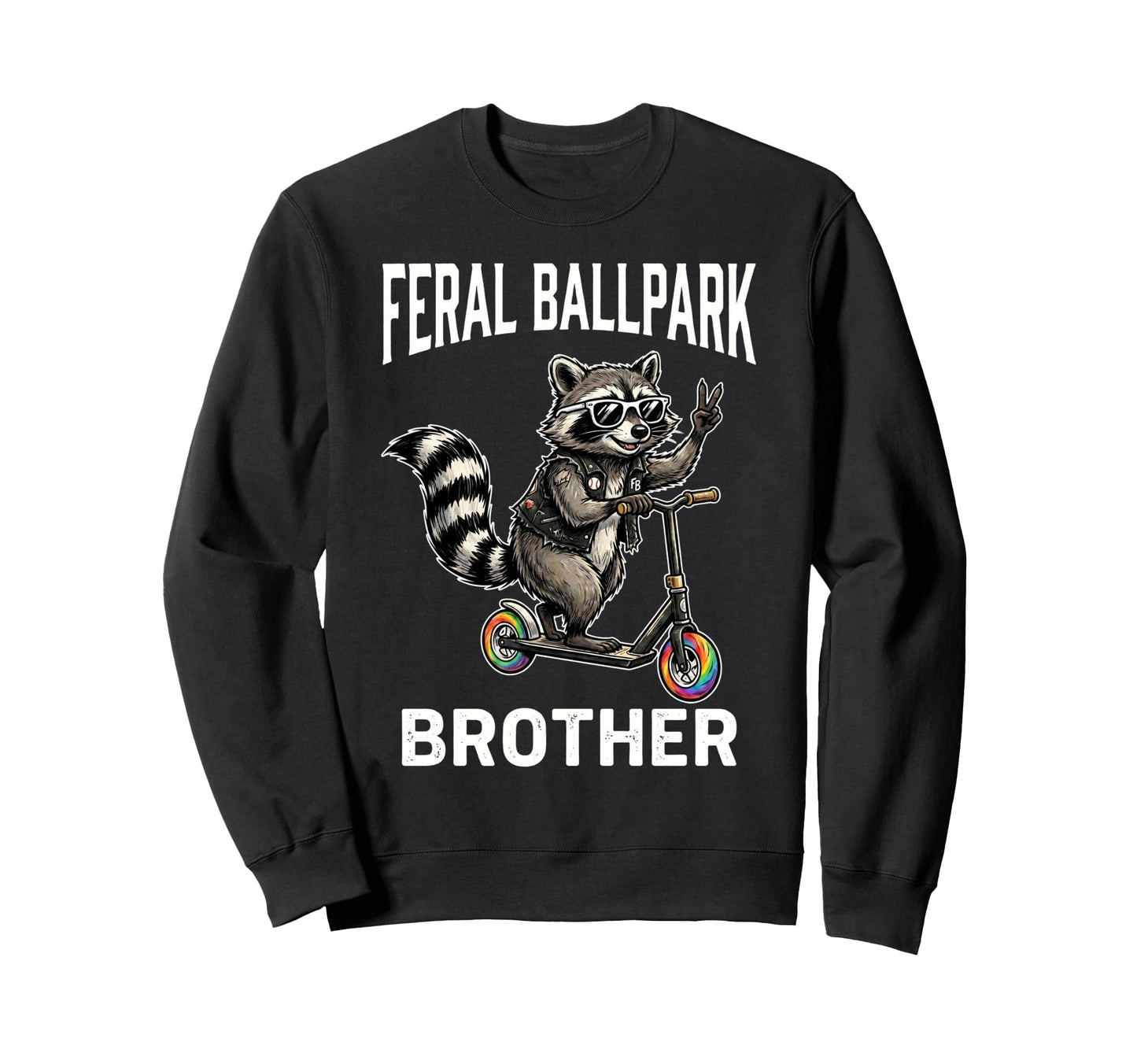 Feral Ballpark Brother Raccoon Sweatshirt - Minimalist Print Men Women - T-Shirt, Sweatshirt, Hoodie