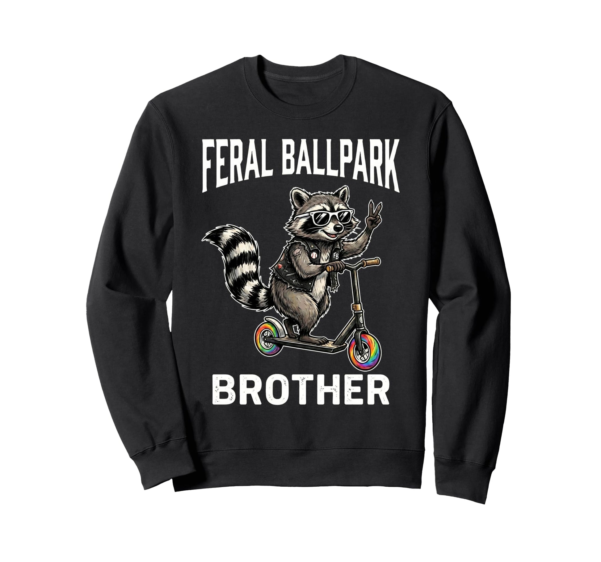 Feral Ballpark Brother Raccoon Sweatshirt - Minimalist Print Men Women - T-Shirt, Sweatshirt, Hoodie