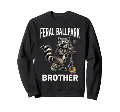 Feral Ballpark Brother Raccoon Sweatshirt - Minimalist Print Men Women - T-Shirt, Sweatshirt, Hoodie