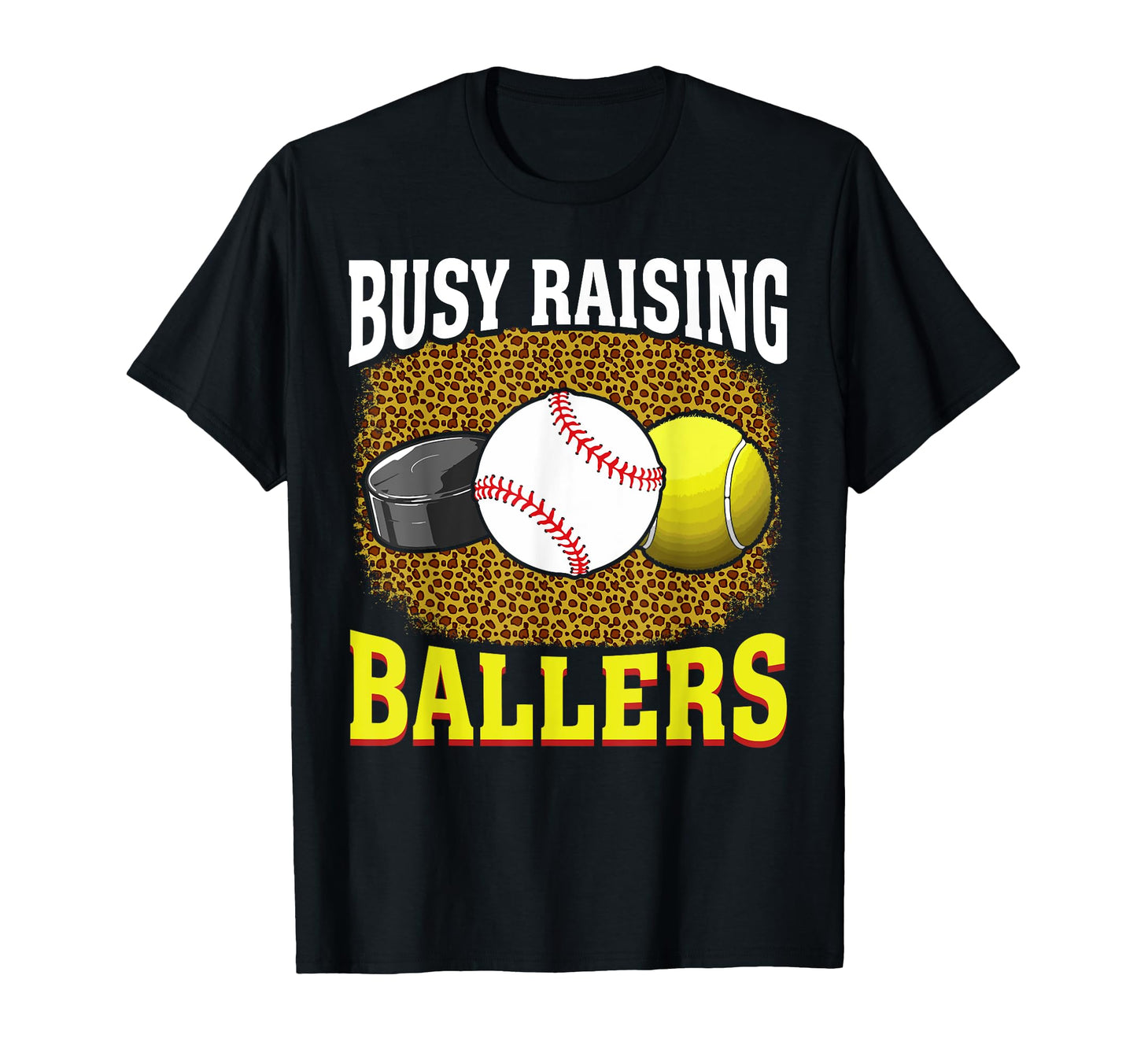 Busy Raising Ballers Hockey Baseball T-Shirt - Minimalist Print for Adults - T-Shirt, Sweatshirt, Hoodie