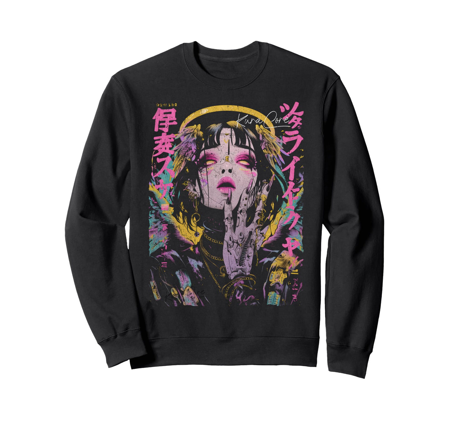 Japanese Streetwear Cyberpunk Sweatshirt - Aesthetic Graphic for Adults - T-Shirt, Sweatshirt, Hoodie