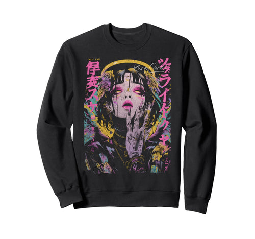 Japanese Streetwear Cyberpunk Sweatshirt - Aesthetic Graphic for Adults - T-Shirt, Sweatshirt, Hoodie