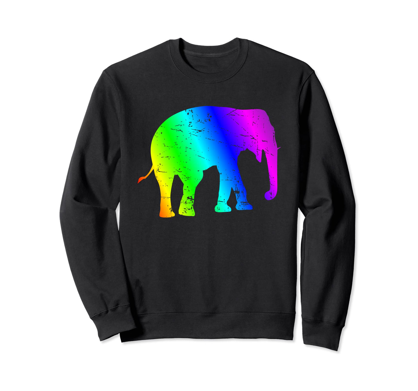 Rainbow Elephant Silhouette Art Sweatshirt - Novelty Apparel for Adults - T-Shirt, Sweatshirt, Hoodie
