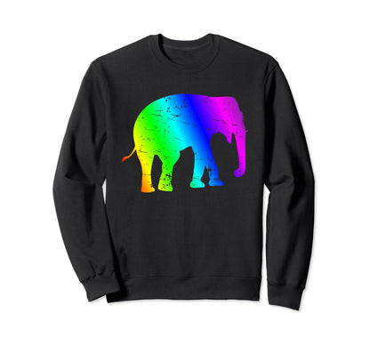 Rainbow Elephant Silhouette Art Sweatshirt - Novelty Apparel for Adults - T-Shirt, Sweatshirt, Hoodie