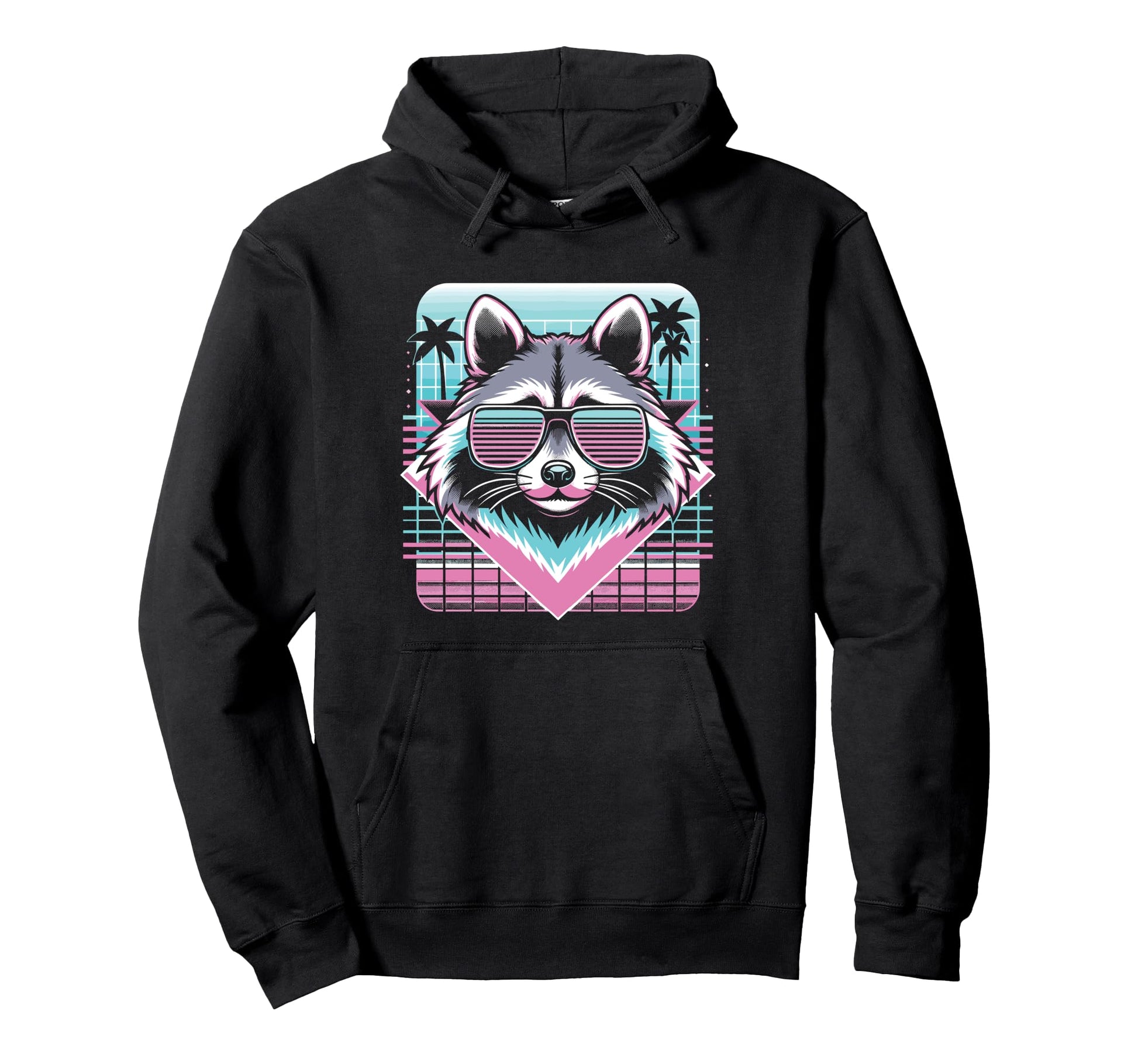 Raccoon Sunglasses 80S Aesthetic Vaporwave Hoodie - Unique Graphic Unisex - T-Shirt, Sweatshirt, Hoodie