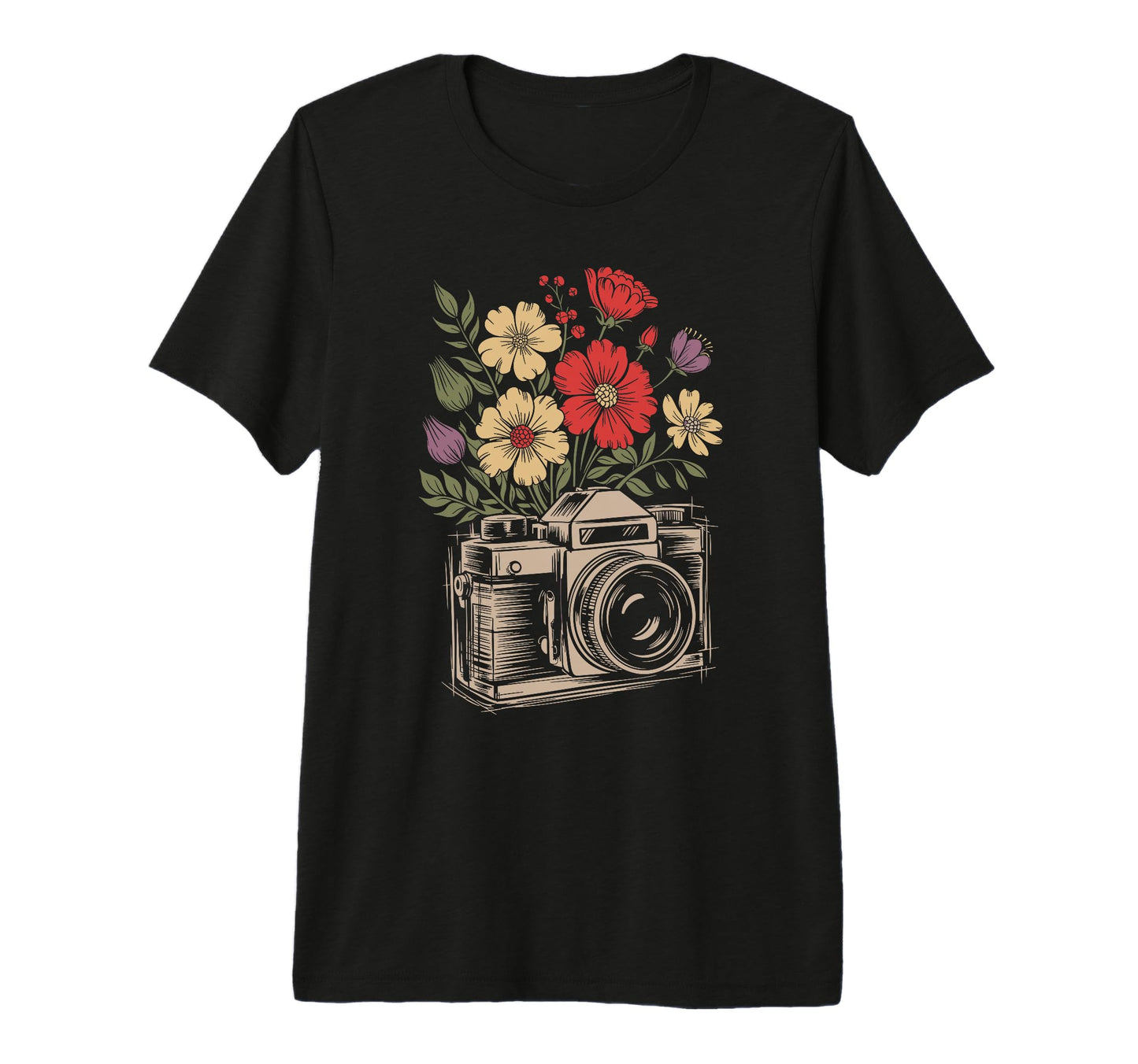 Camera Photography Art Floral T-Shirt - Fun Novelty Design Men Women - T-Shirt, Sweatshirt, Hoodie