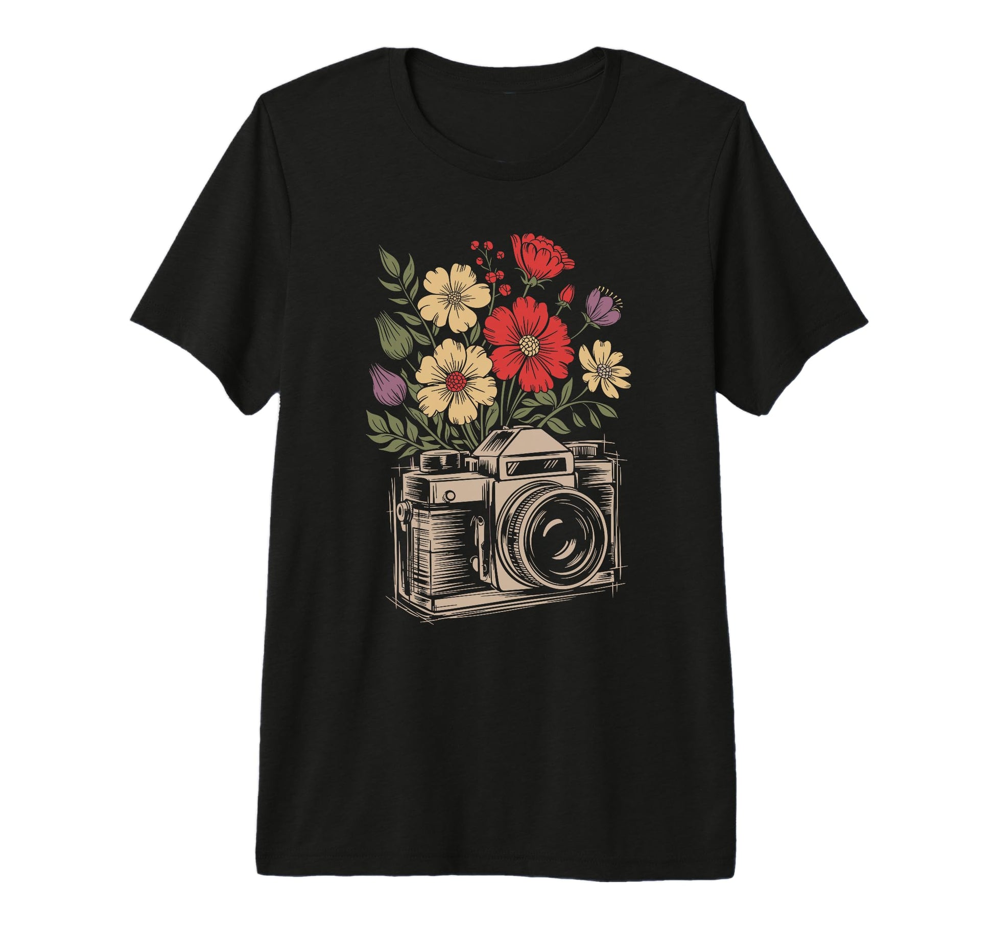 Camera Photography Art Floral T-Shirt - Fun Novelty Design Men Women - T-Shirt, Sweatshirt, Hoodie