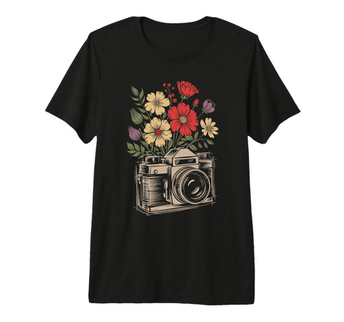 Camera Photography Art Floral T-Shirt - Fun Novelty Design Men Women - T-Shirt, Sweatshirt, Hoodie