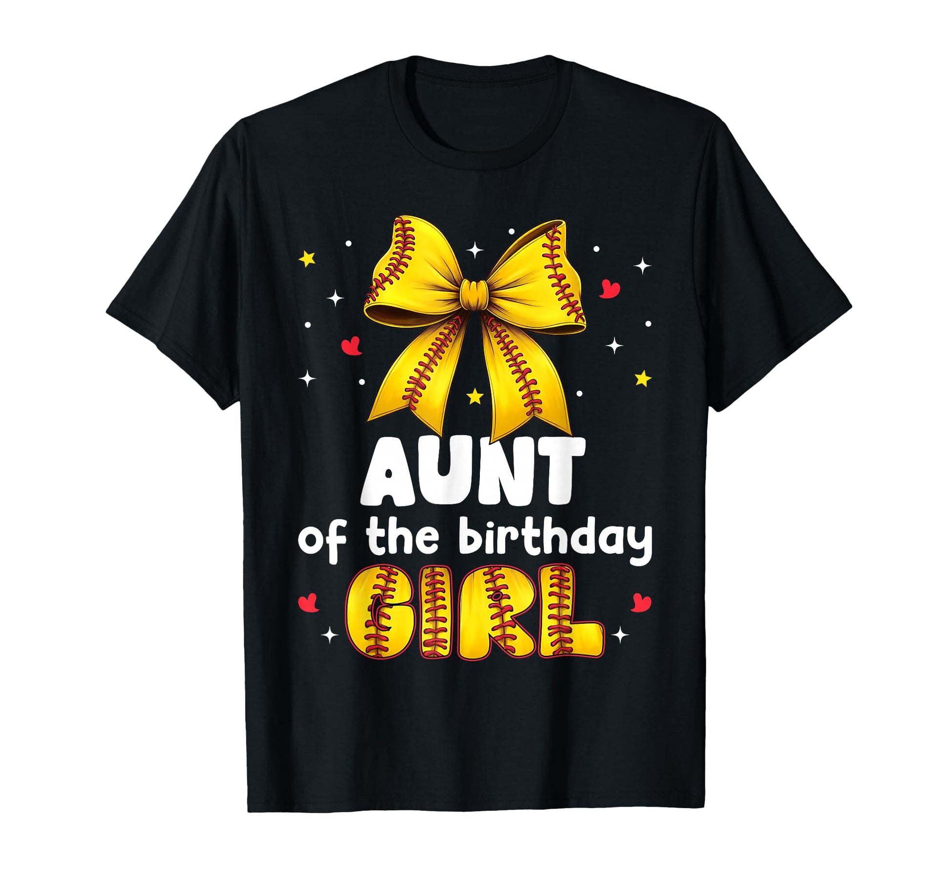 Aunt Birthday Baseball Softball Bow Family T-Shirt - Graphic Print Unisex - T-Shirt, Sweatshirt, Hoodie