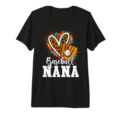 Baseball Nana Leopard Heart Colorful Tri T-Shirt - Custom Art Print Unisex - T-Shirt, Sweatshirt, Hoodie