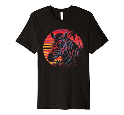 Zebra Vaporwave Aesthetic Synthwave T-Shirt - Custom Art Print Men Women - T-Shirt, Sweatshirt, Hoodie