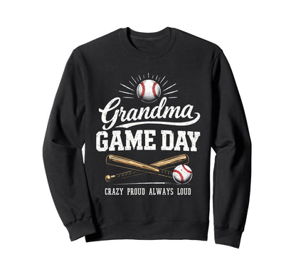 Grandma Baseball Game Day Sweatshirt - Novelty Apparel Men Women - T-Shirt, Sweatshirt, Hoodie