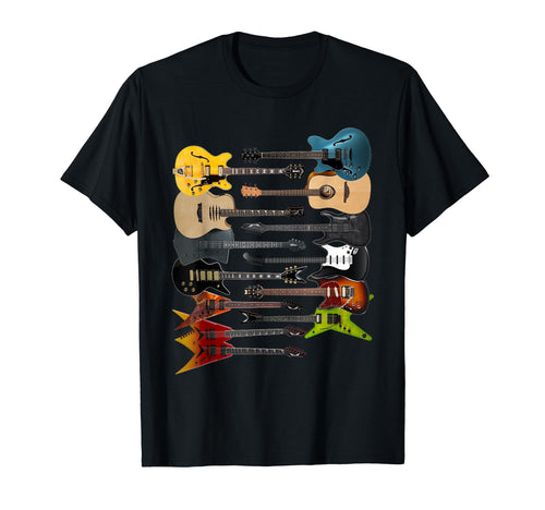 Lots Acoustic Bass Electric Guitars T-Shirt - Unique Graphic for Adults - T-Shirt, Sweatshirt, Hoodie