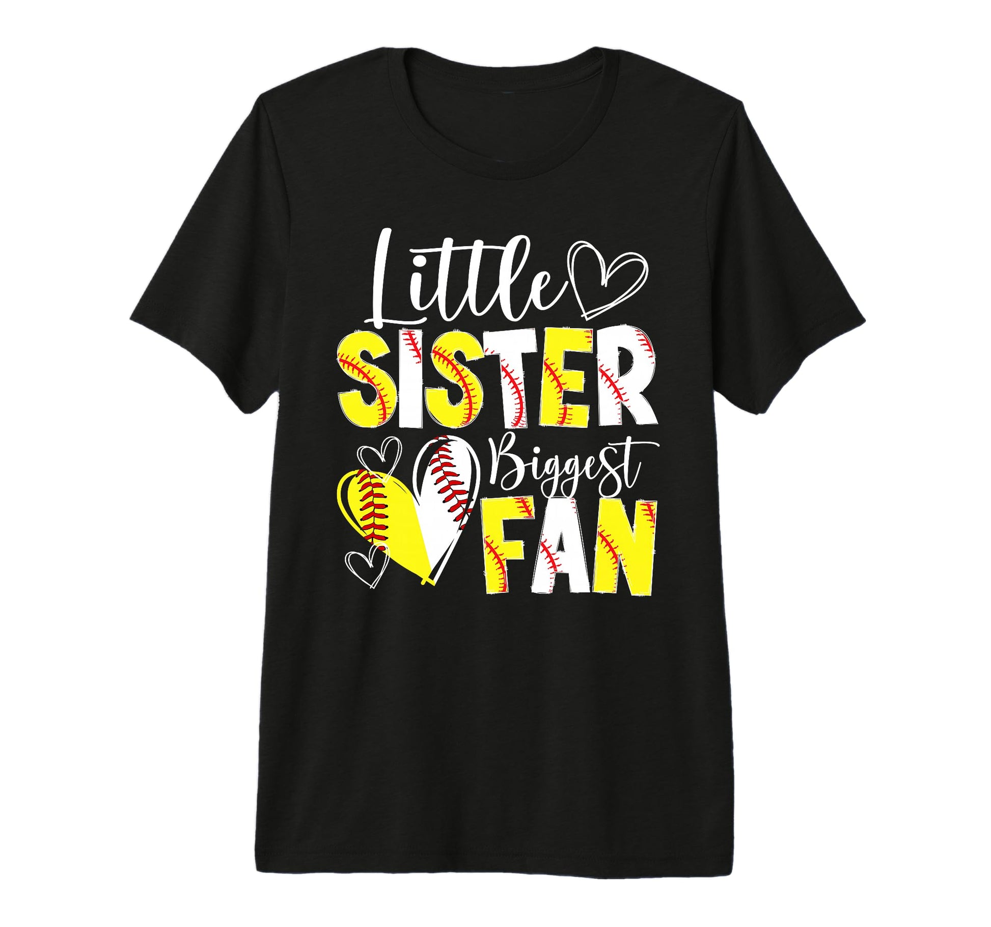 Little Sister Biggest Fan Baseball T-Shirt - Graphic Print Men Women - T-Shirt, Sweatshirt, Hoodie
