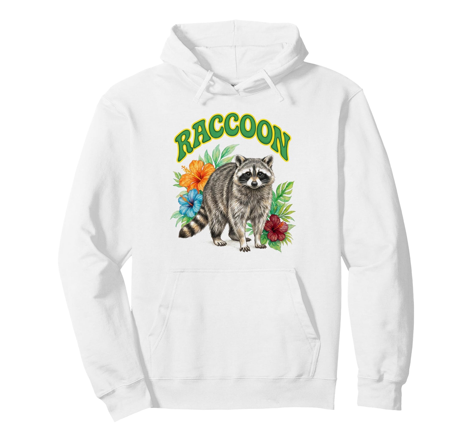 Raccoon Groovy Floral Raccoon Hoodie - Casual Everyday Wear for Adults - T-Shirt, Sweatshirt, Hoodie