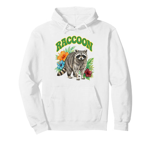 Raccoon Groovy Floral Raccoon Hoodie - Casual Everyday Wear for Adults - T-Shirt, Sweatshirt, Hoodie