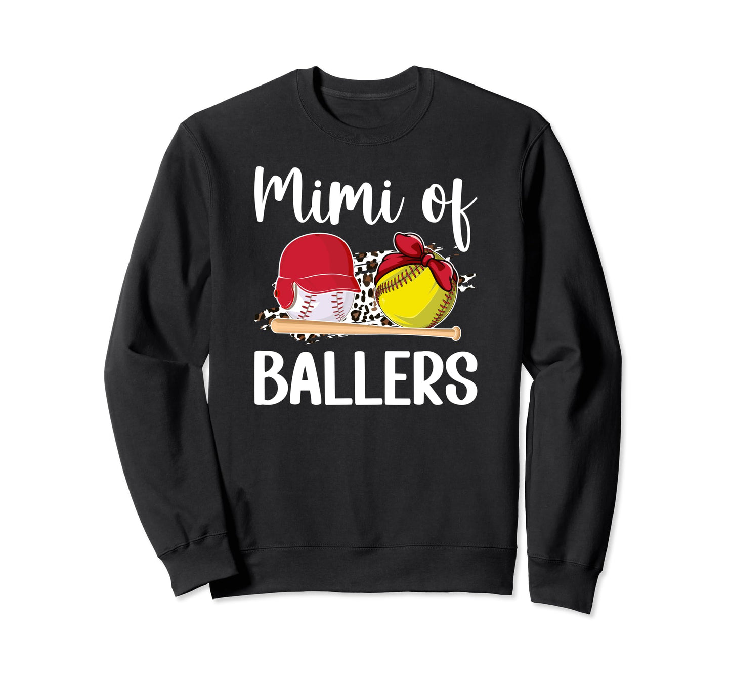 Mimi Ballers Leopard Softball Sweatshirt - Unique Graphic Men Women - T-Shirt, Sweatshirt, Hoodie