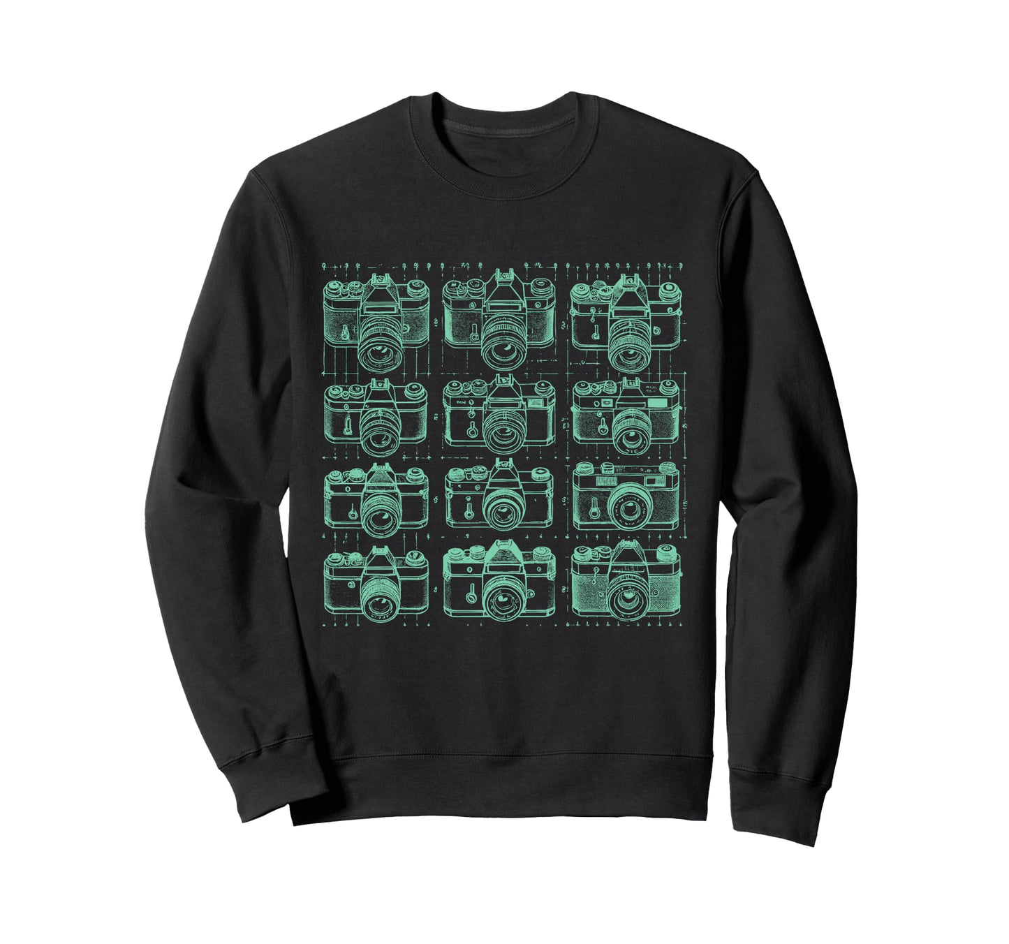 Camera Grid Teal Sweatshirt - Unique Graphic for Adults - T-Shirt, Sweatshirt, Hoodie