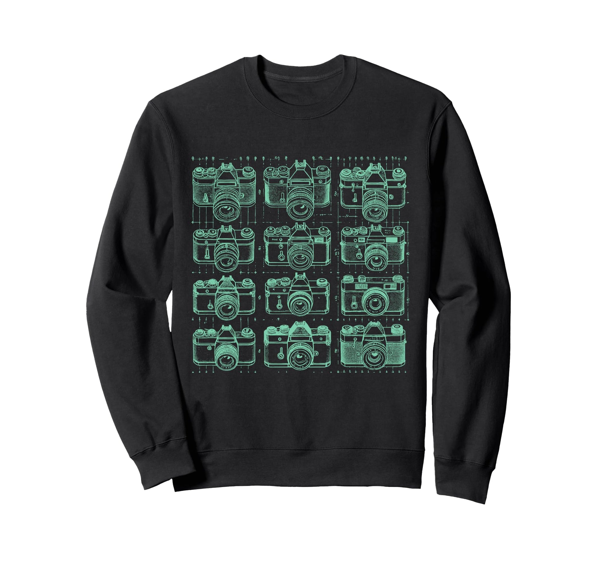 Camera Grid Teal Sweatshirt - Unique Graphic for Adults - T-Shirt, Sweatshirt, Hoodie