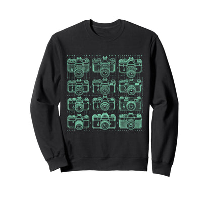 Camera Grid Teal Sweatshirt - Unique Graphic for Adults - T-Shirt, Sweatshirt, Hoodie