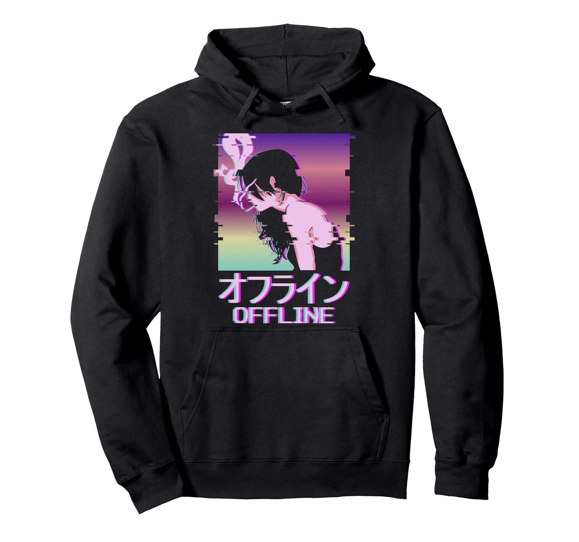 Offline Japanese Vaporwave Alt Hoodie - Fun Novelty Design for Adults - T-Shirt, Sweatshirt, Hoodie