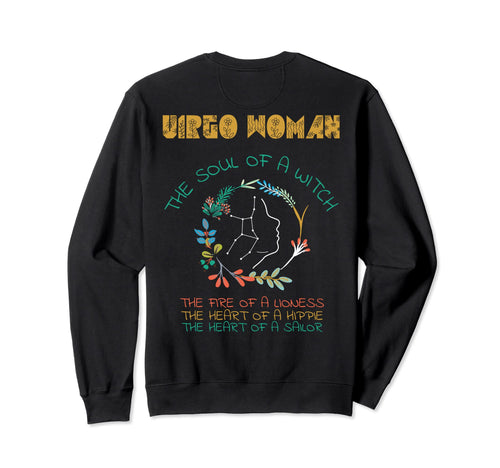 Virgo Boho Birthday Star Sign Back Sweatshirt - Trendy Graphic for Adults - T-Shirt, Sweatshirt, Hoodie