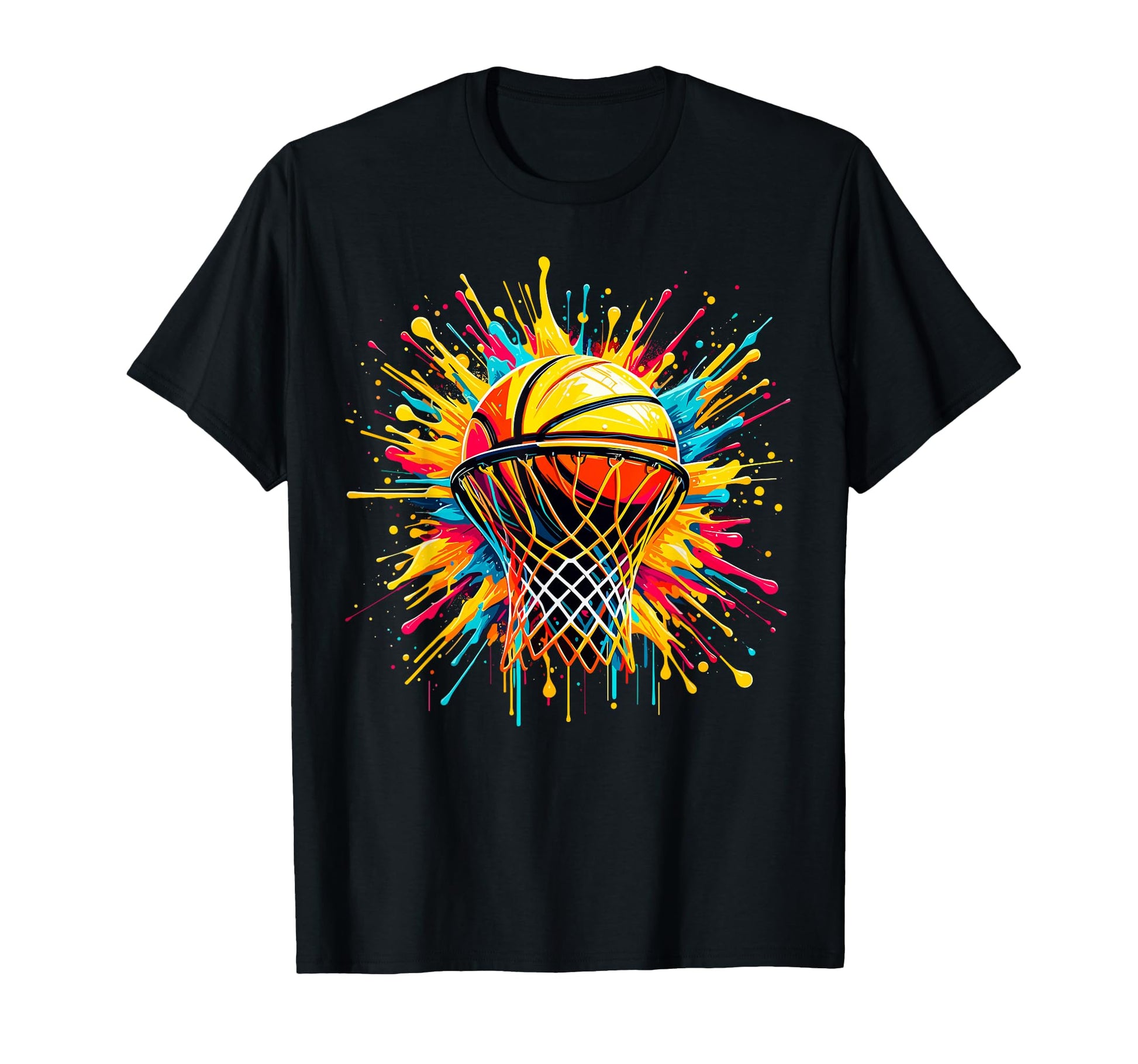 Colorful Paints Splash Basketball T-Shirt - Minimalist Print Men Women - T-Shirt, Sweatshirt, Hoodie