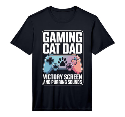 Mens Gaming Cat Dad Victory Screen T-Shirt - Custom Art Print Men Women - T-Shirt, Sweatshirt, Hoodie