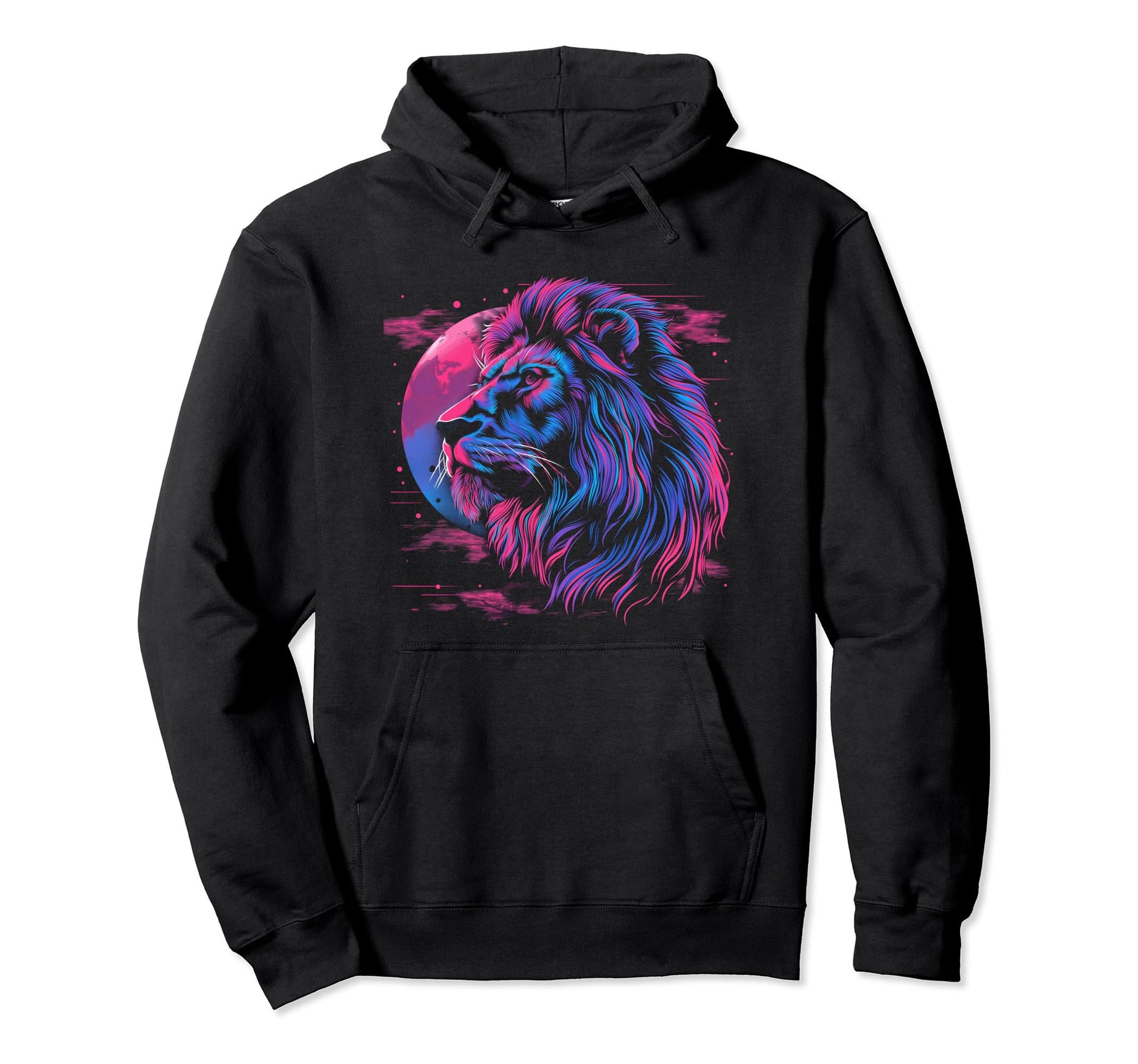 Lion Vaporwave Aesthetic Synthwave 80S Hoodie - Trendy Graphic Men Women - T-Shirt, Sweatshirt, Hoodie
