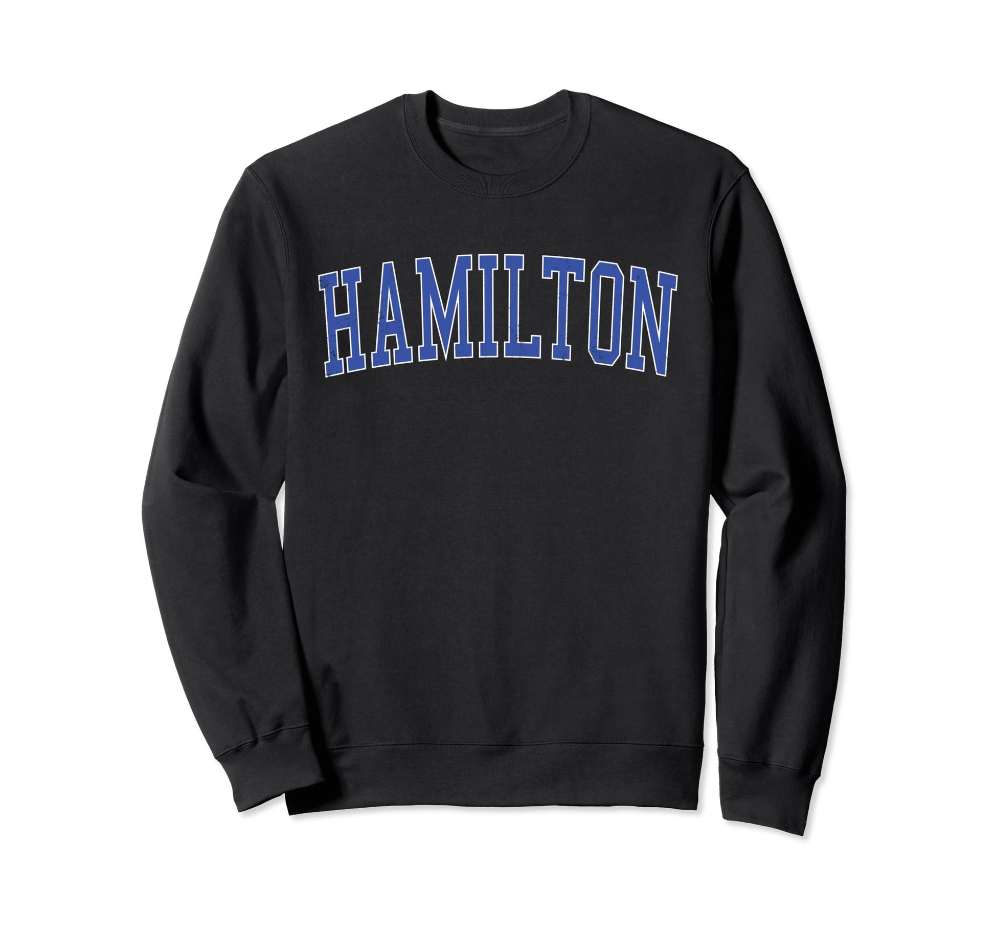 Hamilton Oh Distressed Blue Varsity Sweatshirt - Aesthetic Graphic Unisex - T-Shirt, Sweatshirt, Hoodie