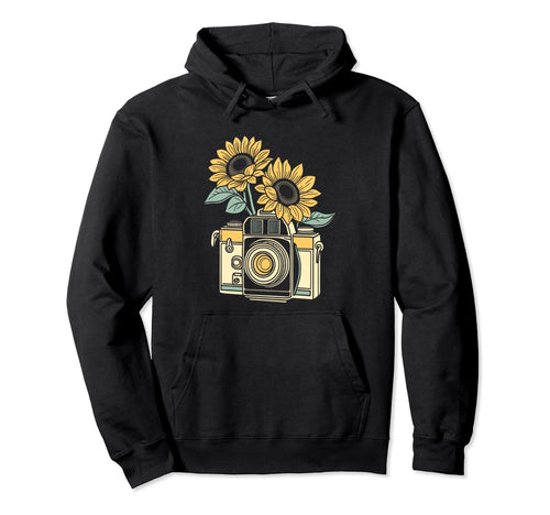 Photographer Sunflower Camera Hoodie - Aesthetic Graphic Unisex - T-Shirt, Sweatshirt, Hoodie