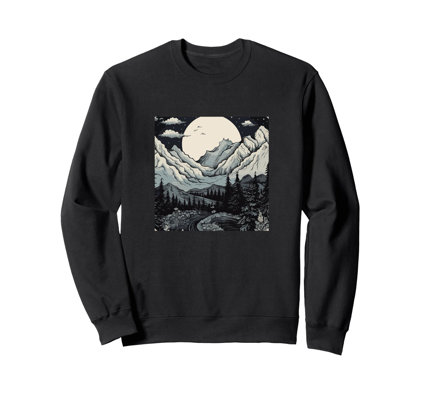 Boho Flower Forest Nature Mountain Sweatshirt - Unique Graphic Unisex - T-Shirt, Sweatshirt, Hoodie