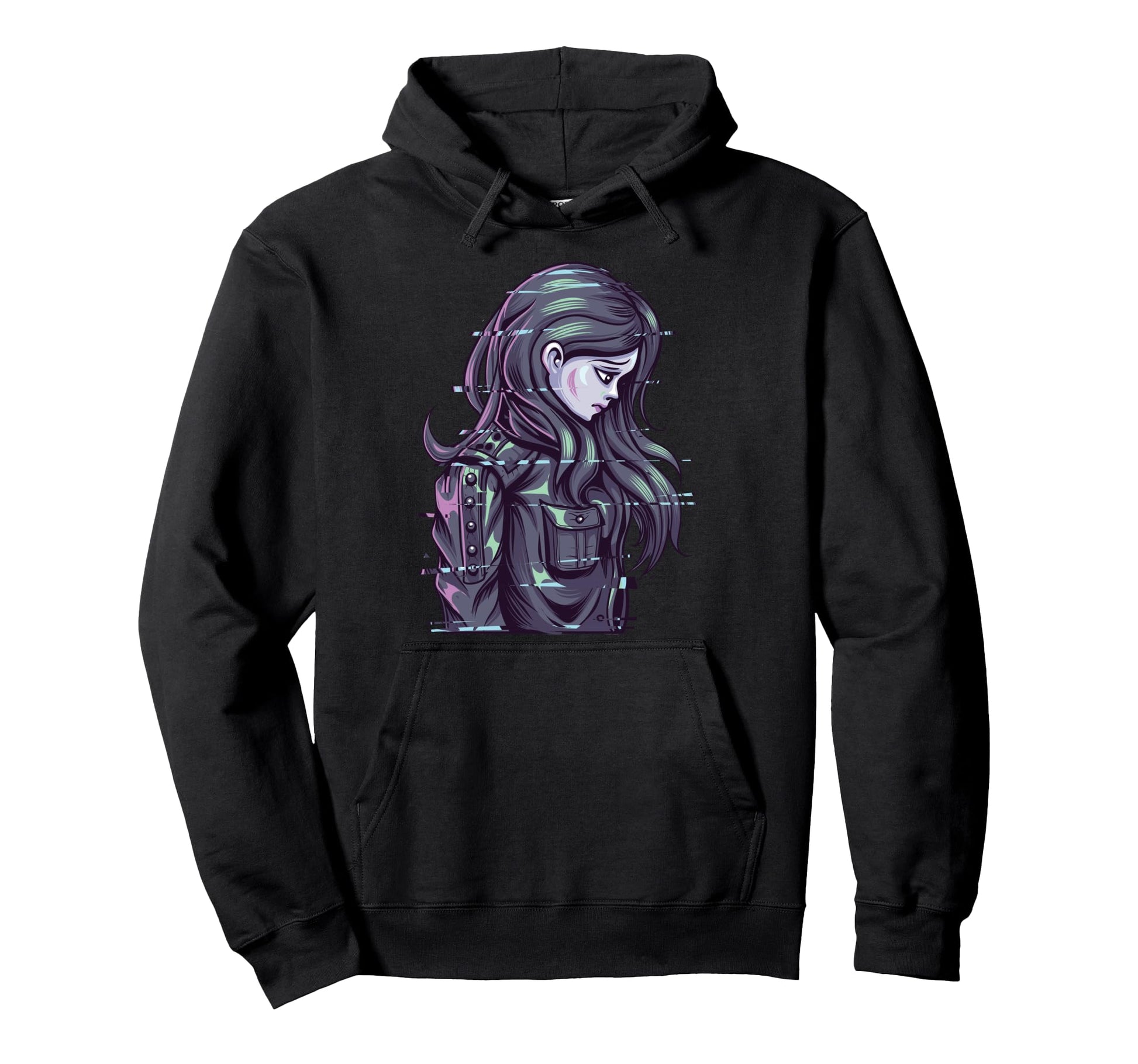 Aesthetic Vaporwave E Love Anime Glitch Hoodie - Graphic Print for Adults - T-Shirt, Sweatshirt, Hoodie