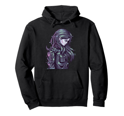 Aesthetic Vaporwave E Love Anime Glitch Hoodie - Graphic Print for Adults - T-Shirt, Sweatshirt, Hoodie