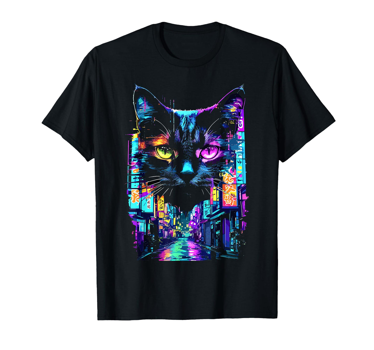 Vaporware Cat Tokyo Street T-Shirt - Fun Novelty Design for Adults - T-Shirt, Sweatshirt, Hoodie