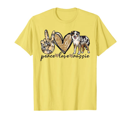 Peace Love Aussie Funny Aussie Mom T-Shirt - Novelty Apparel for Adults - T-Shirt, Sweatshirt, Hoodie