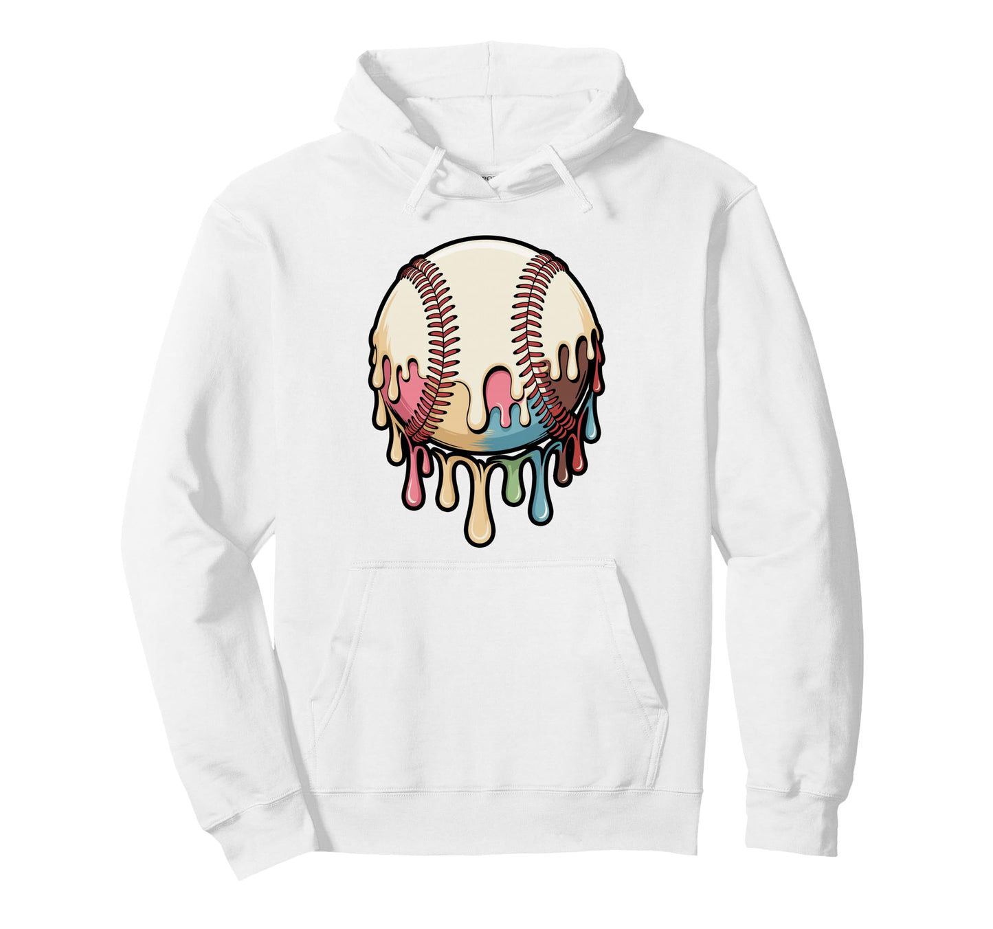 Baseball Ice Cream Cone Summer Hoodie - Minimalist Print Men Women - T-Shirt, Sweatshirt, Hoodie