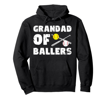 Grandad Ballers Softball Baseball Hoodie - Minimalist Print Men Women - T-Shirt, Sweatshirt, Hoodie