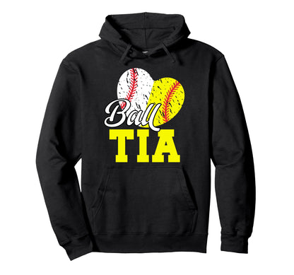 Ball Tia Heart Softball Baseball Tia Hoodie - Casual Everyday Wear Unisex - T-Shirt, Sweatshirt, Hoodie