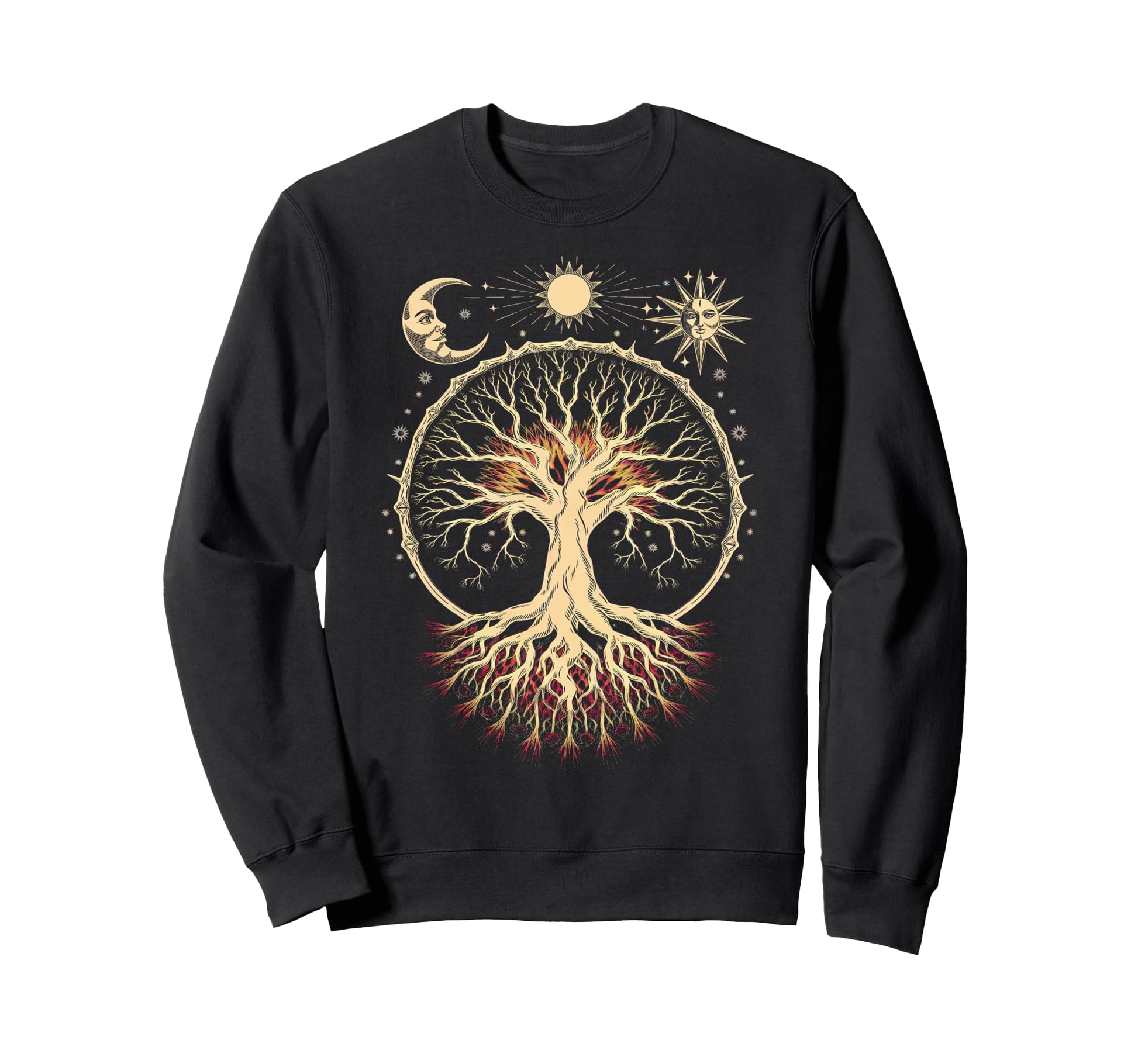 Tree Life Moon Sun Bohemian Boho Sweatshirt - Custom Art Print Men Women - T-Shirt, Sweatshirt, Hoodie