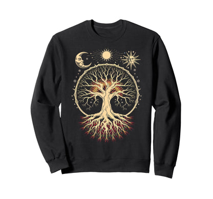 Tree Life Moon Sun Bohemian Boho Sweatshirt - Custom Art Print Men Women - T-Shirt, Sweatshirt, Hoodie