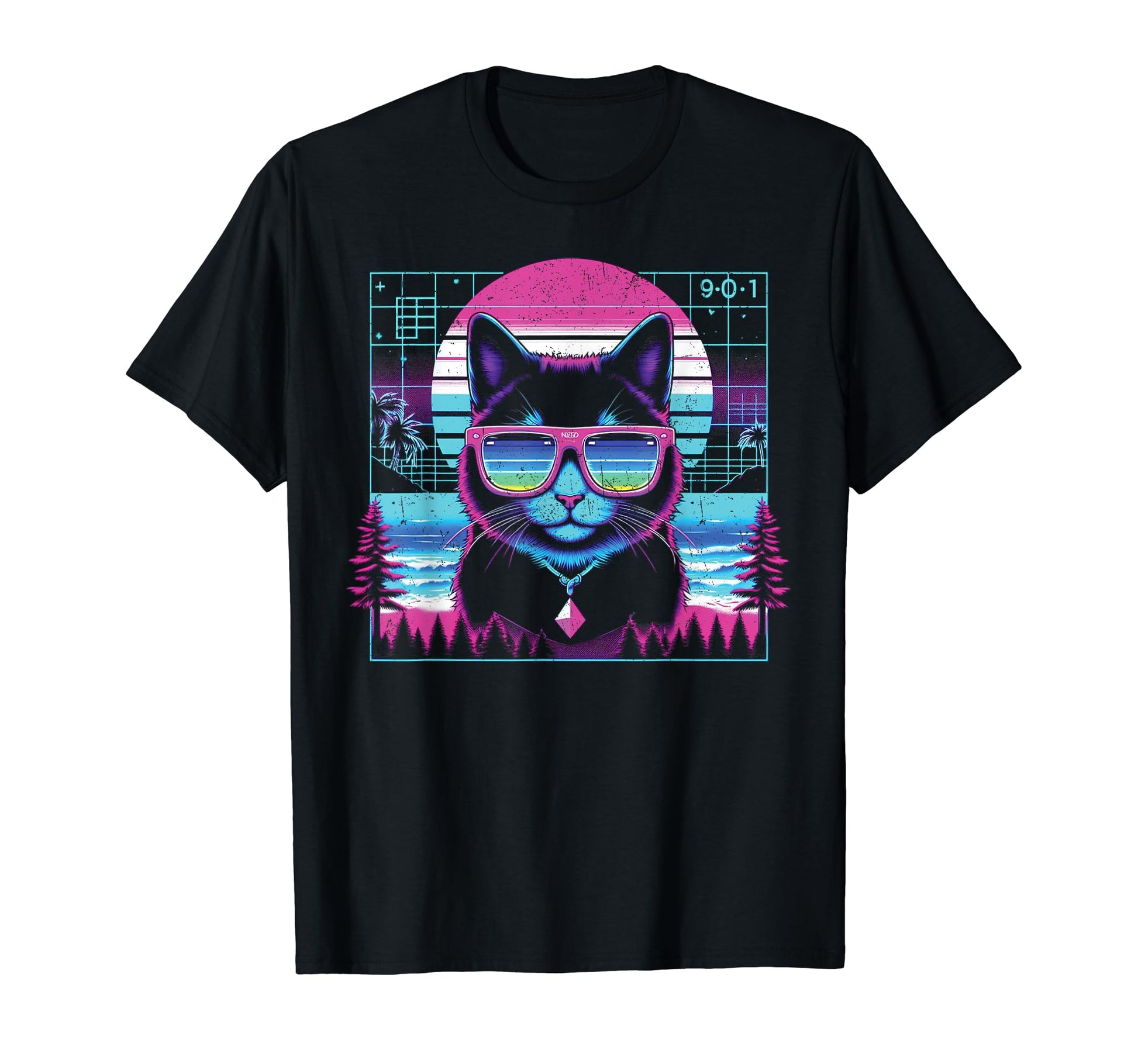 Cat Sunglasses Vaporwave Aesthetic T-Shirt - Novelty Apparel for Adults - T-Shirt, Sweatshirt, Hoodie