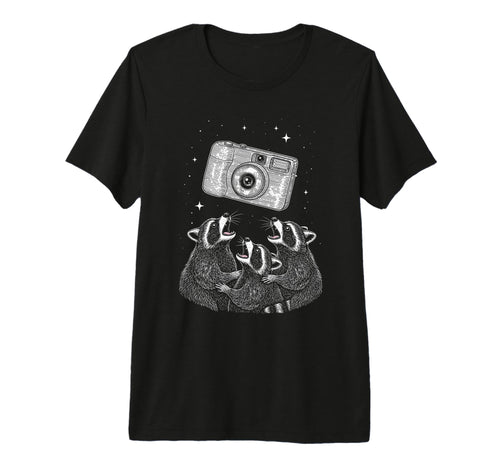 Photo Raccoon Camera Night Scene Tri T-Shirt - Minimalist Print Men Women - T-Shirt, Sweatshirt, Hoodie