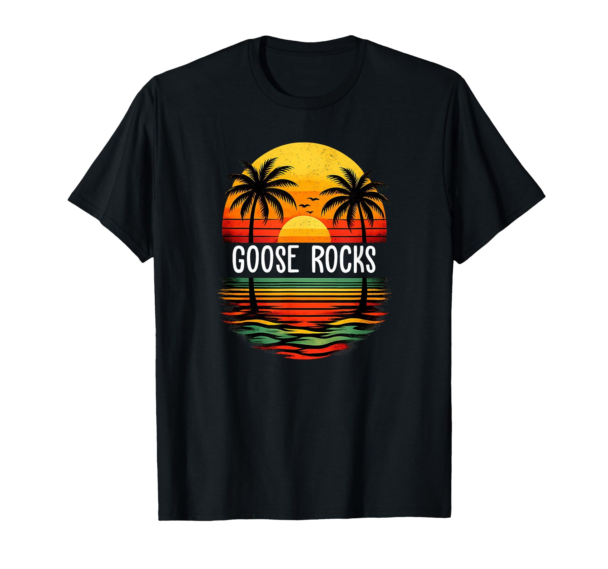 Ocean Wave Sunset Palm Tree Goose T-Shirt - Streetwear Style for Adults - T-Shirt, Sweatshirt, Hoodie