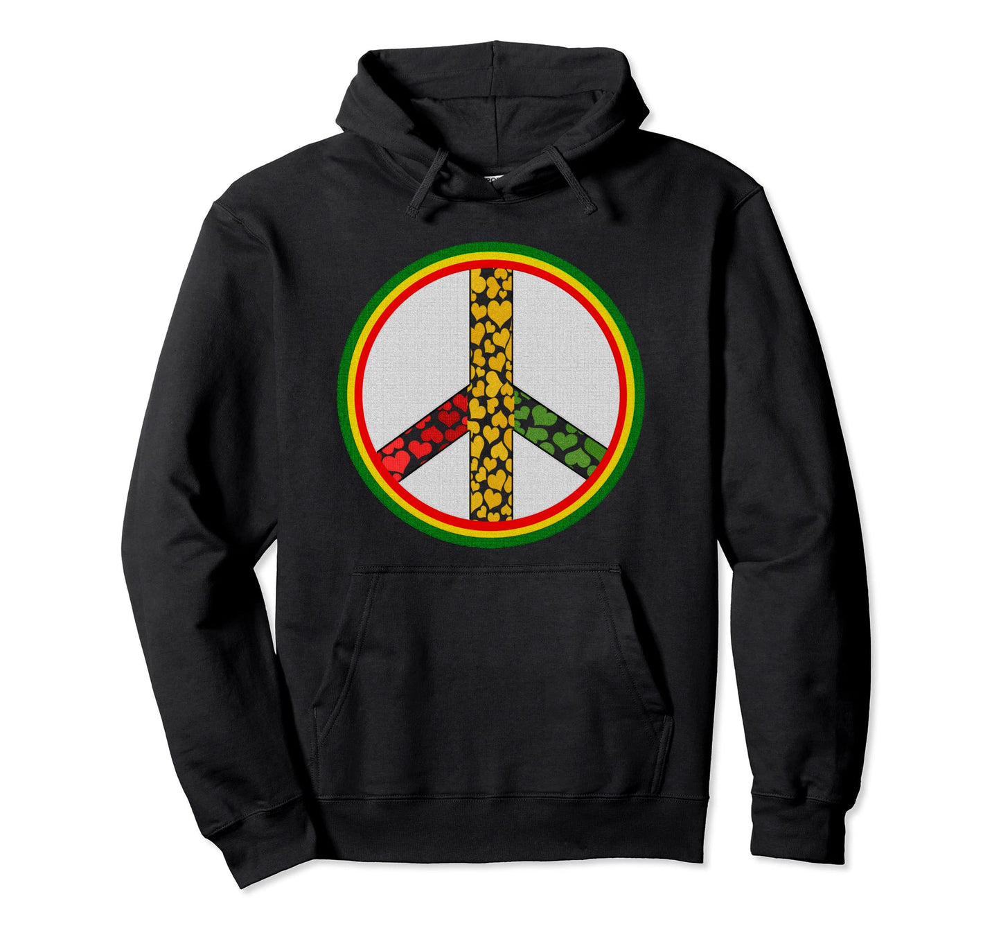 Rasta Peace And Love Sign Hippie Art Hoodie - Unique Graphic for Adults - T-Shirt, Sweatshirt, Hoodie